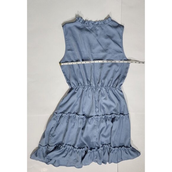 Cupshe Sleeveless Light Blue Tiered Dress With Ruffled Neckline Size Small - Picture 5 of 8